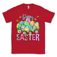 Red Happy Easter with eggs Easter Day Classic Tee - HowdyJamesFarm