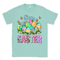 Seafoam Happy Easter with eggs Easter Day Classic Tee - HowdyJamesFarm
