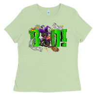 Matcha Boo! with black cat Halloween Ladies Tee - NancyCooperArtShop