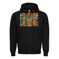 Black basketball serape cowhide turquoise leopard glitter  brushstrokes Zipper Hoodie - Artiststas