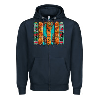 Navy basketball serape cowhide turquoise leopard glitter  brushstrokes Zipper Hoodie - Artiststas