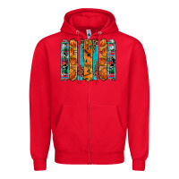 Red basketball serape cowhide turquoise leopard glitter  brushstrokes Zipper Hoodie - Artiststas