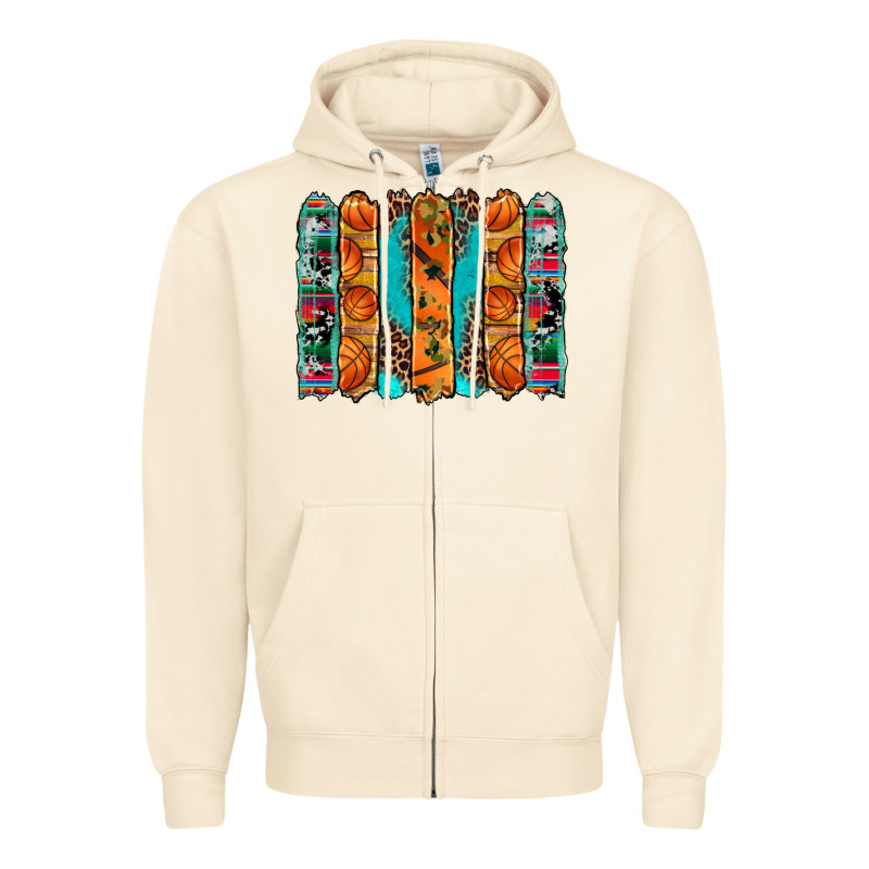 Basketball Serape Cowhide Turquoise Leopard Glitter  Brushstrokes Zipper Hoodie by Artiststas | Teevron