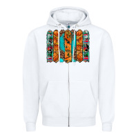 White basketball serape cowhide turquoise leopard glitter  brushstrokes Zipper Hoodie - Artiststas