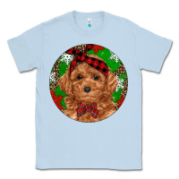 Dusty Blue Christmas Toy Poodle Classic Tee - RanaPortraitStore