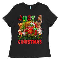 Black just a girl who loves christmas Ladies Tee - texasbilliewilder