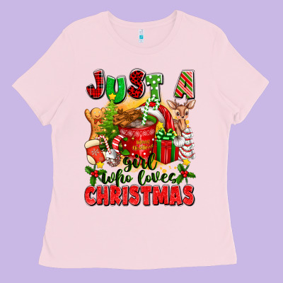 Just A Girl Who Loves Christmas Ladies Tee Designed By Texasbilliewilder