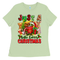 Matcha just a girl who loves christmas Ladies Tee - texasbilliewilder