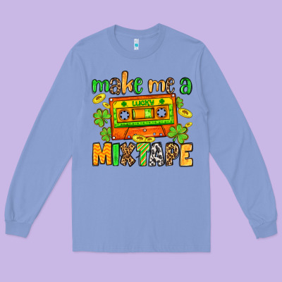Make Me A Mixtape St. Patrick's Day Long Sleeve Tee Designed By Oliviacreatesart