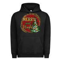 Pigment Black merry and bright christmas tree Urban Hoodie - AdoDesignShop