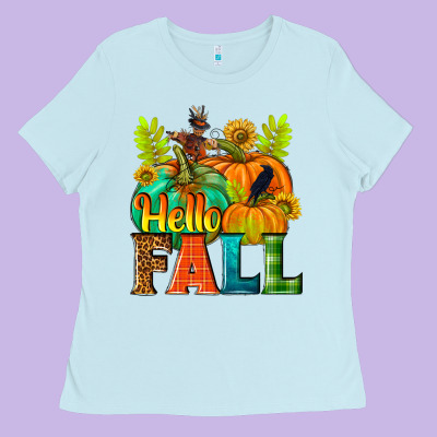 Hello Fall Ladies Tee Designed By Nancycooperartshop