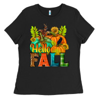 Black Hello Fall Ladies Tee - NancyCooperArtShop