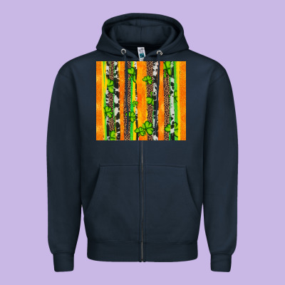 St Patricks Shamrock With Cowhide Zipper Hoodie Designed By Artiststas