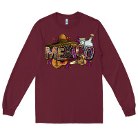 Burgundy Mexico Long Sleeve Tee - FaDigitalArtStudio