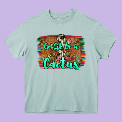 Go Sit On A Cactus Heavy Core Tee Designed By Jahusdesignshop
