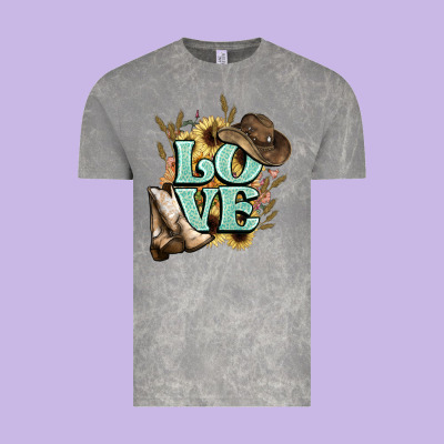 Love Boots Hat Western Cowboy Vintage Tee Designed By Howdyjamesfarm