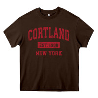 Chocolate Brown Cortland New York NY Vintage Sports Design Red Design Sweat Heavy Core Tee - longCreatives