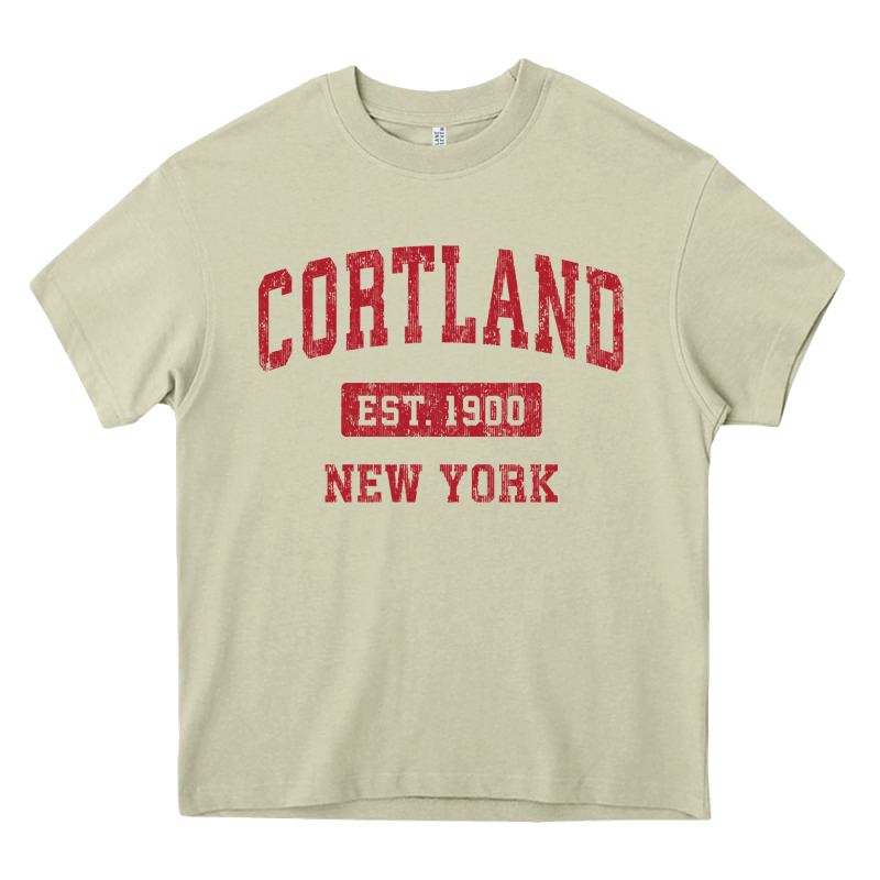 Cortland New York Ny Vintage Sports Design Red Design Sweat Heavy Core Tee by longCreatives | Teevron