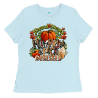Baby Blue Stressed blessed pumpkin spice obsessed Fall Ladies Tee - NancyCooperArtShop
