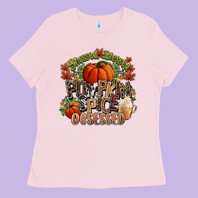 Stressed Blessed Pumpkin Spice Obsessed Fall Ladies Tee Designed By Nancycooperartshop