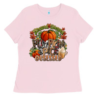 Bubblegum Pink Stressed blessed pumpkin spice obsessed Fall Ladies Tee - NancyCooperArtShop