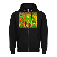 St Patricks Gnomes And Coins With Shamrock Zipper Hoodie | Teevron
