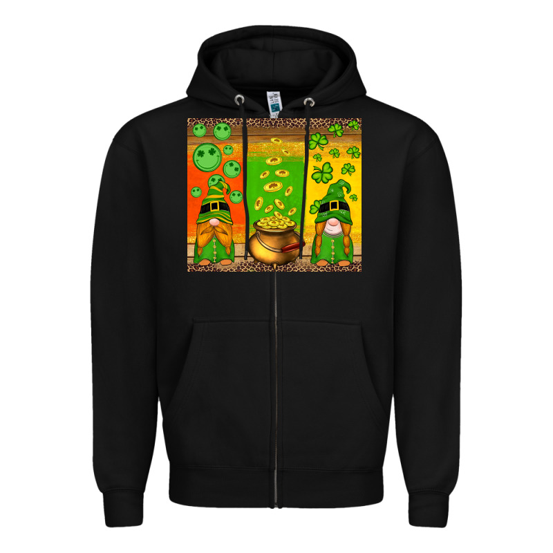 St Patricks Gnomes And Coins With Shamrock Zipper Hoodie by Artiststas | Teevron