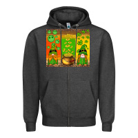 Charcoal Heather st patricks gnomes and coins with shamrock Zipper Hoodie - Artiststas