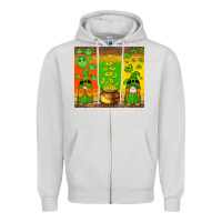 Dove Grey st patricks gnomes and coins with shamrock Zipper Hoodie - Artiststas