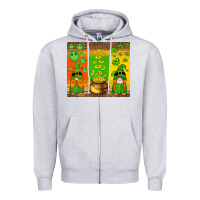 Heather Grey st patricks gnomes and coins with shamrock Zipper Hoodie - Artiststas