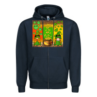 Navy st patricks gnomes and coins with shamrock Zipper Hoodie - Artiststas