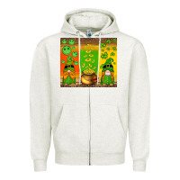 Oatmeal Heather st patricks gnomes and coins with shamrock Zipper Hoodie - Artiststas