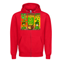 Red st patricks gnomes and coins with shamrock Zipper Hoodie - Artiststas
