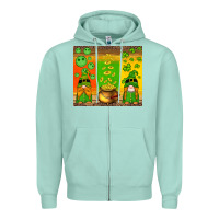 Seafoam st patricks gnomes and coins with shamrock Zipper Hoodie - Artiststas