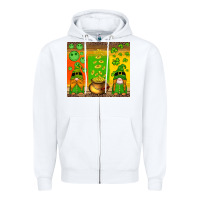 White st patricks gnomes and coins with shamrock Zipper Hoodie - Artiststas