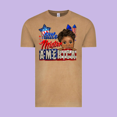 Little Mister America Black Boy Vintage Tee Designed By Cowgirlartshop