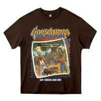 Chocolate Brown R.L. Stine Goosebumps Halloween Say Cheese And Die Heavy Core Tee - longCreatives