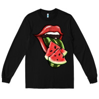 Black Watermelon Tongue Long Sleeve Tee - Jasminsmagicworld