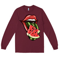 Burgundy Watermelon Tongue Long Sleeve Tee - Jasminsmagicworld
