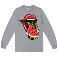 Heather Grey Watermelon Tongue Long Sleeve Tee - Jasminsmagicworld