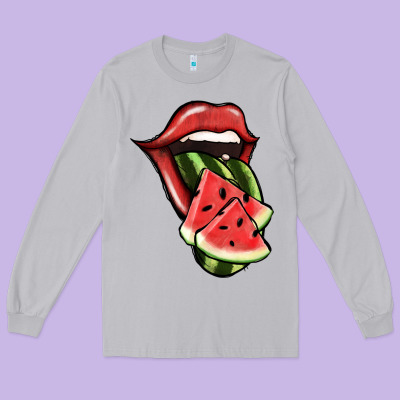 Watermelon Tongue Long Sleeve Tee Designed By Jasminsmagicworld