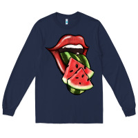 Navy Watermelon Tongue Long Sleeve Tee - Jasminsmagicworld