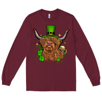 Burgundy St. Patrick's Day cow Long Sleeve Tee - OliviaCreatesArt