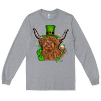 Heather Grey St. Patrick's Day cow Long Sleeve Tee - OliviaCreatesArt