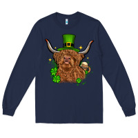 Navy St. Patrick's Day cow Long Sleeve Tee - OliviaCreatesArt