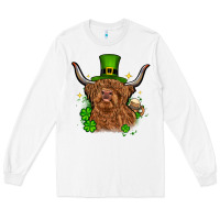 White St. Patrick's Day cow Long Sleeve Tee - OliviaCreatesArt