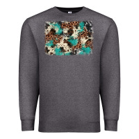Charcoal Heather turquoise glitter cowhide background Premium Sweatshirt - BarkalooDesign