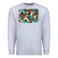 Heather Grey turquoise glitter cowhide background Premium Sweatshirt - BarkalooDesign