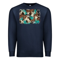 Navy turquoise glitter cowhide background Premium Sweatshirt - BarkalooDesign