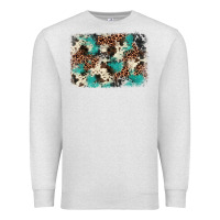 Oatmeal Heather turquoise glitter cowhide background Premium Sweatshirt - BarkalooDesign
